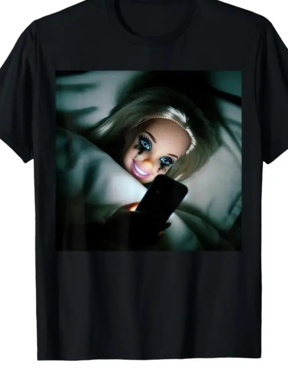 disturbed Barbie tee , bugged out late night boyfriend call lol neot
